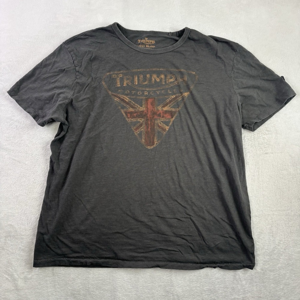 Triumph Motorcycles Lucky Brand Grey Short Sleeve Graphic Shirt Men's 2XL